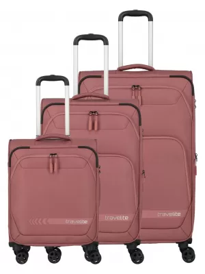 Комплект куфари TRAVELITE Kick Off 4w S, M exp, L exp РОЗЕ