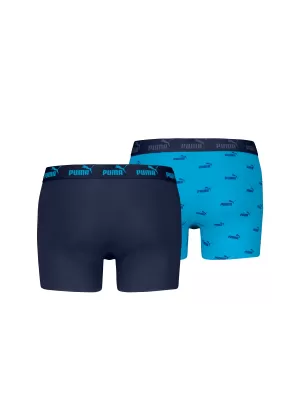 Мъжки боксерки PUMA ELEMENTS MEN LOGO PRINT BOXERS 2P 93875401 СИНЬО КОМБО