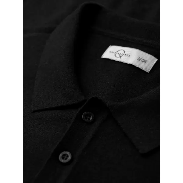  Мъжка тениска с яка OMBRE OM-POLS-0151 ЧЕРЕН 