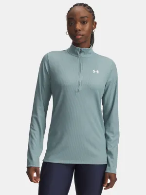 Дамска тениска UNDER ARMOUR TECH RIB 1/2 ZIP 1389857-323 ЗЕЛЕНО