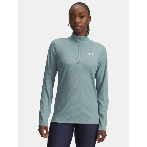  Дамска тениска UNDER ARMOUR TECH RIB 1/2 ZIP 1389857-323 ЗЕЛЕНО 