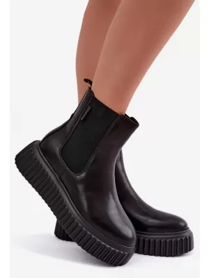Дамски боти до глезена BIG STAR SHOES UU274334 ЧЕРЕН