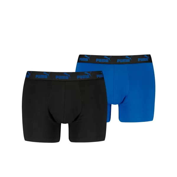  Мъжки боксерки PUMA ELEMENTS MEN BASIC BOXERS 2P 93875301 ЧЕРНО/СИНЬО 