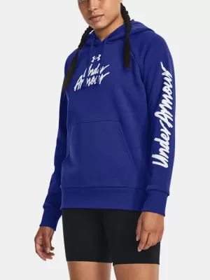 Дамски суичър UNDER ARMOUR UA RIVAL FLEECE GRAPHIC HDY 1379609-400 СИНЬО