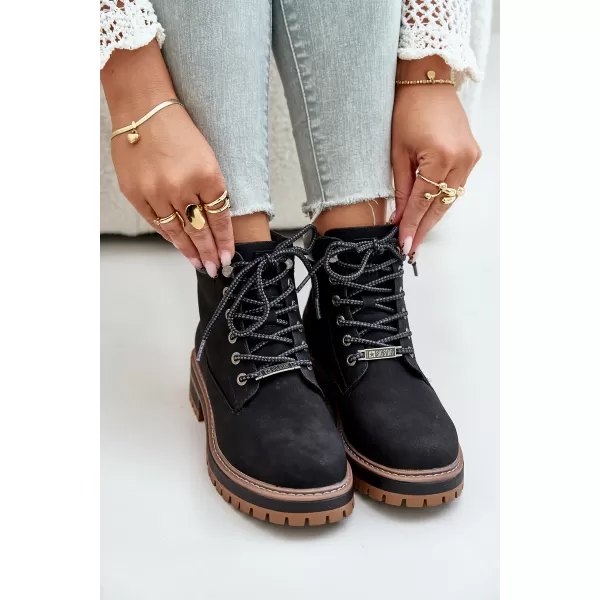  Дамски боти до глезена BIG STAR SHOES OO274A290 ЧЕРЕН 