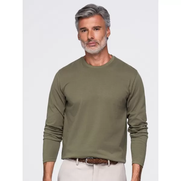  Мъжка тениска OMBRE OM-LSBL-0142 ТЪМНА МАСЛИНА 