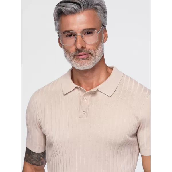  Мъжка поло тениска OMBRE OM-POSS-0180 БЕЖОВО 