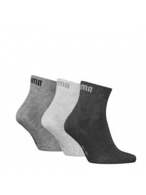Чорапи PUMA UNISEX QUARTER PLAIN 3P 93858916 АНТРАЦИТ/Л МЕЛ СИВО/М МЕЛ СИВО
