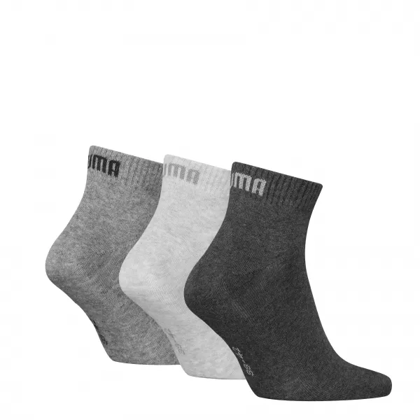  Чорапи PUMA UNISEX QUARTER PLAIN 3P 93858916 АНТРАЦИТ/Л МЕЛ СИВО/М МЕЛ СИВО 