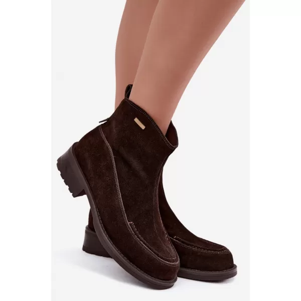  Дамски боти до глезена BIG STAR SHOES UU274602 КАФЯВИ/БЕЖОВИ СЕНКИ 