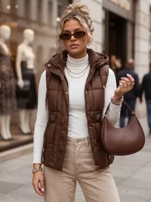 Дамски елек DSTREET TY5975 КАФЯВО
