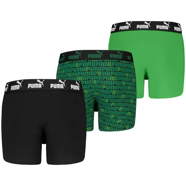  Детски боксерки PUMA ELEMENTS BOYS PRINTED BOXERS 3P 93896703 ЧЕРНО/ЗЕЛЕНО 