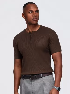 Мъжка тениска OMBRE OM-TSCT-0304 КАФЯВО