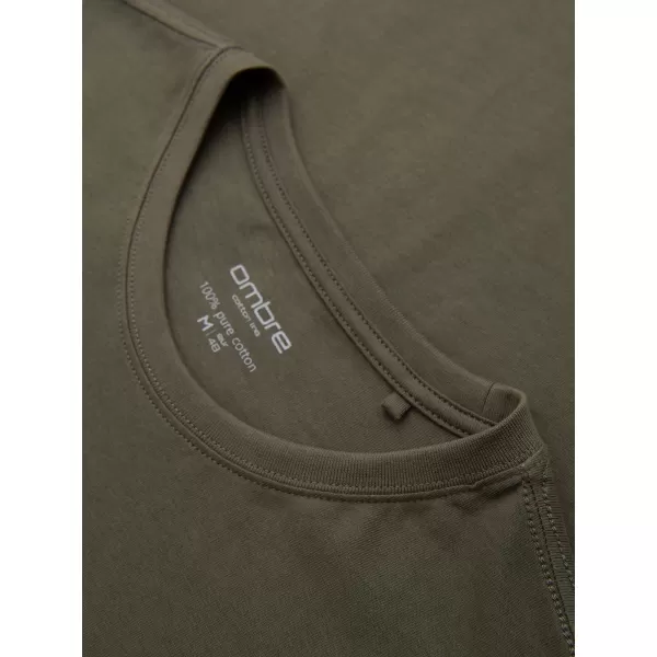  Мъжка тениска OMBRE OM-LSBL-0142 ТЪМНА МАСЛИНА 