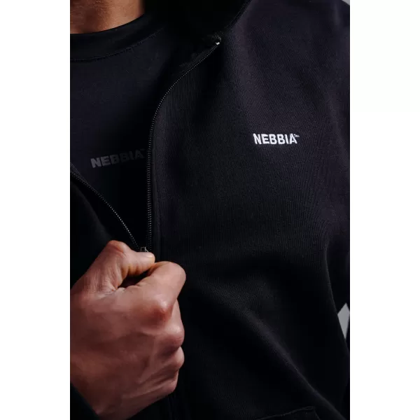  Суичър с цип и бродирано лого NEBBIA PRIMAL 884 ЧЕРЕН 
