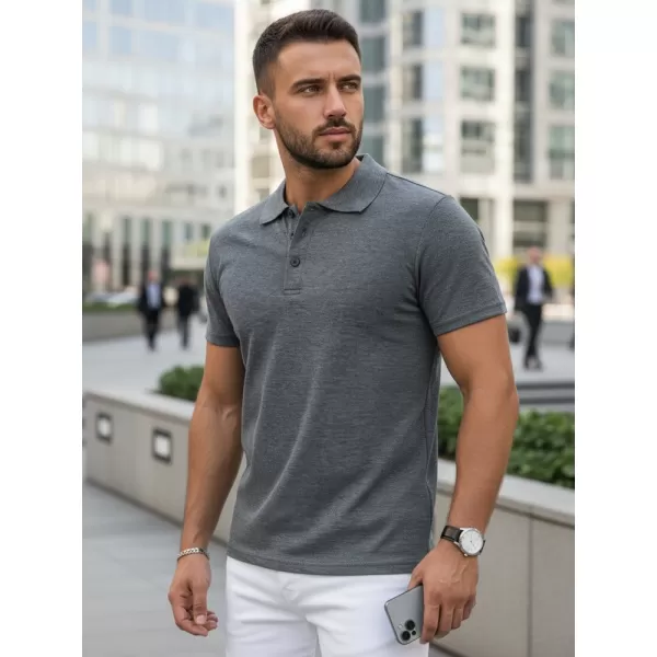  Мъжка тениска с яка DSTREET PX0509 ТЪМНО СИВО 