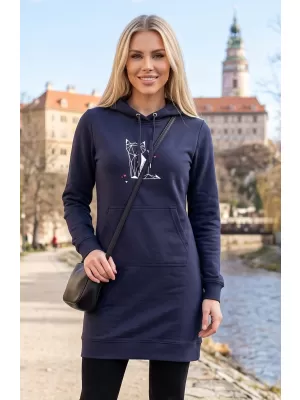Дамски удължен суичър ALTISPORT ALW091419 МОРСКО СИНЬО