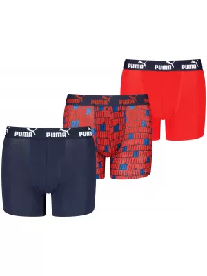 Детски боксерки PUMA ELEMENTS BOYS PRINTED BOXERS 3P 93896702 МОРСКО/ЧЕРВЕНО