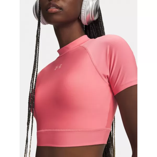  Дамска тениска UNDER ARMOUR HEATGEAR CROP MOCK SS 6010006-600 РОЗОВО 