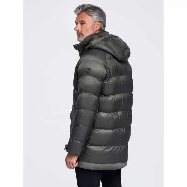  Мъжко зимно яке OMBRE OM-JALJ-0263 ТЪМНА МАСЛИНА 