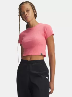 Дамска тениска UNDER ARMOUR RIVAL RIB BABY TEE 6000264-600 РОЗОВО