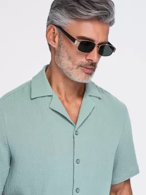 Мъжка риза OMBRE OM-SHSS-0223 ПАСТЕЛНО ЗЕЛЕНО