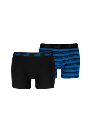 Мъжки боксерки PUMA ELEMENTS MEN STRIPED BOXERS 2P 93884203 ЧЕРНО/СИНЬО