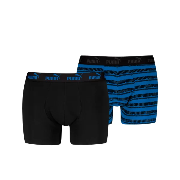  Мъжки боксерки PUMA ELEMENTS MEN STRIPED BOXERS 2P 93884203 ЧЕРНО/СИНЬО 