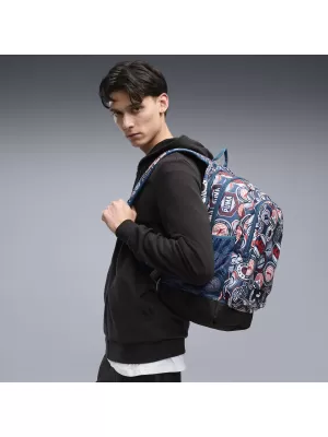 Раница PUMA ACADEMY AOP BACKPACK 09115027 MIDNIGHT PETROL/FOR ALL TIME RED/RUNNING BADGES AOP