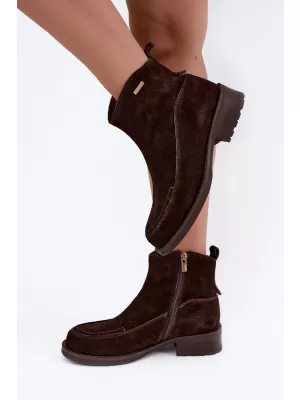 Дамски боти до глезена BIG STAR SHOES UU274602 КАФЯВИ/БЕЖОВИ СЕНКИ