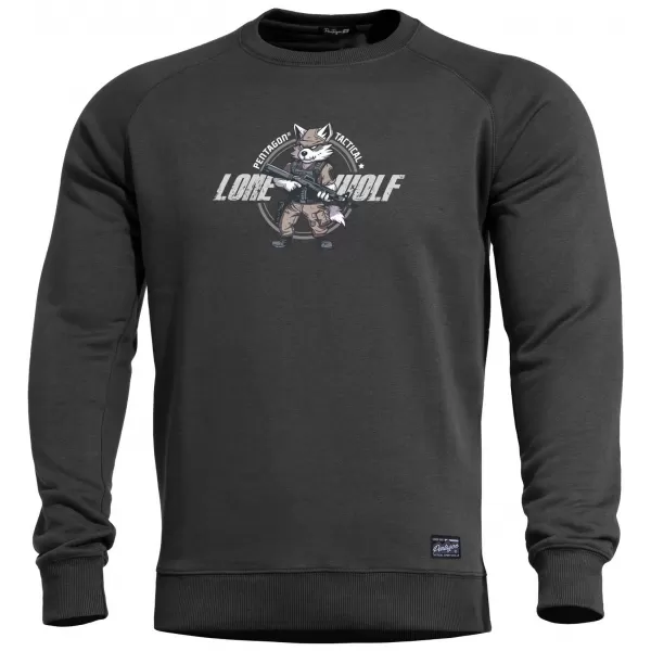  Мъжки суичър PENTAGON HAWK SWEATER LONE WOLF K09019-LO ЧЕРЕН 