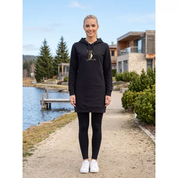  Дамски удължен суичър ALTISPORT ALW091419 ЧЕРНО И ЗЛАТНО 