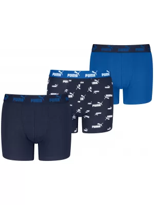 Детски боксерки PUMA ELEMENTS BOYS LOGO PRINT BOXERS 3P 93896805 СИНЬО КОМБО