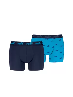 Мъжки боксерки PUMA ELEMENTS MEN LOGO PRINT BOXERS 2P 93875401 СИНЬО КОМБО