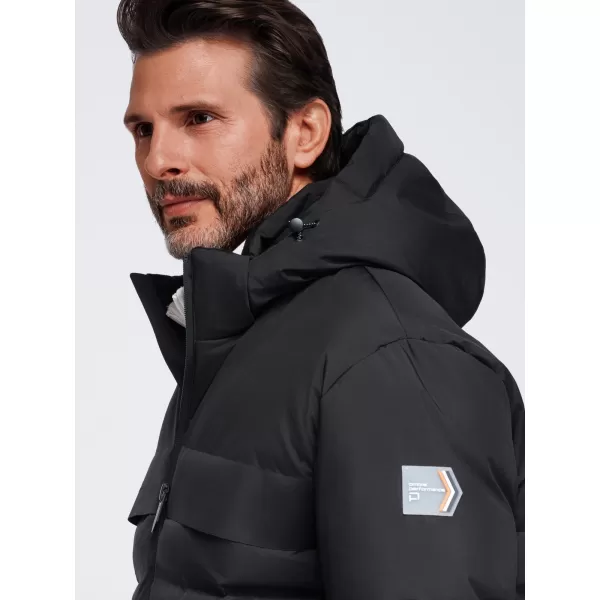  Мъжко зимно ватирано яке OMBRE OM-JAHP-0305 ЧЕРЕН 