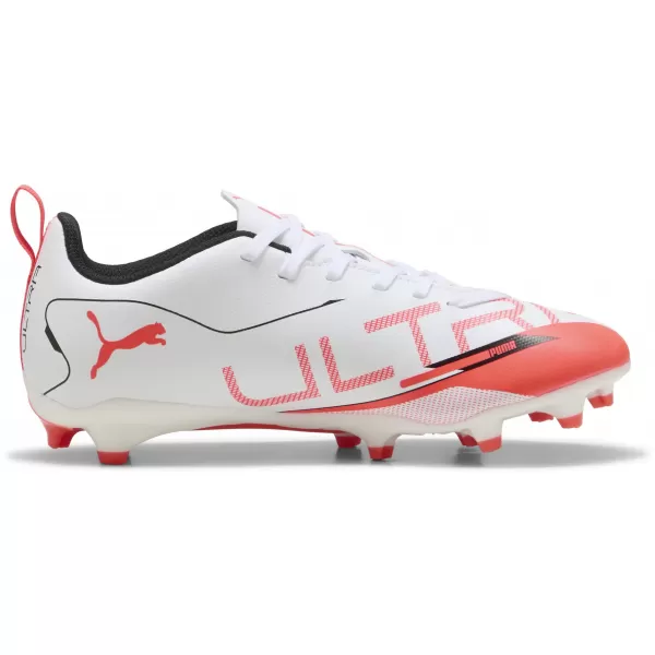  Детски футболни обувки PUMA ULTRA 5 PLAY FG/AG JR 108170-01 БЯЛО/ЧЕРНО/СВЕТЕЩО ЧЕРВЕНО 