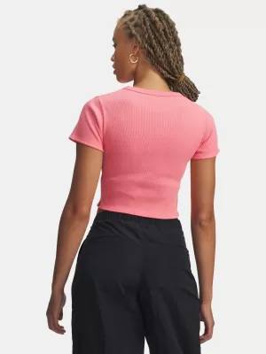 Дамска тениска UNDER ARMOUR RIVAL RIB BABY TEE 6000264-600 РОЗОВО