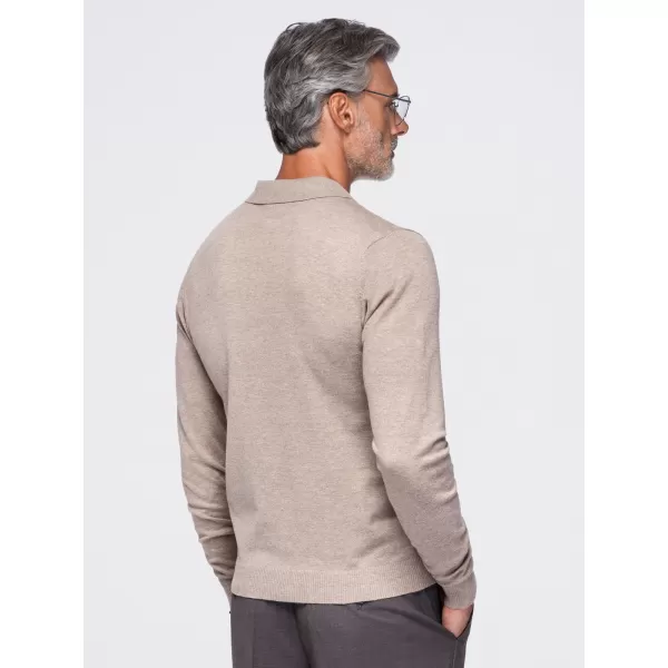  Мъжка тениска с яка OMBRE OM-POLS-0151 БЕЖОВО 