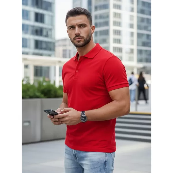  Мъжка тениска с яка DSTREET PX0515 ЧЕРВЕНО 