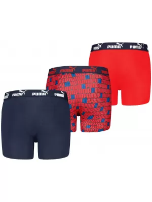 Детски боксерки PUMA ELEMENTS BOYS PRINTED BOXERS 3P 93896702 МОРСКО/ЧЕРВЕНО