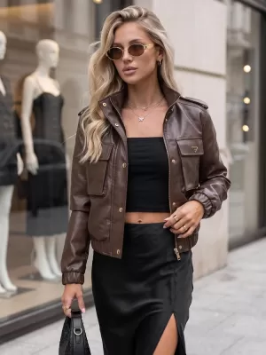 Дамско яке DSTREET TY5874 КАФЯВО