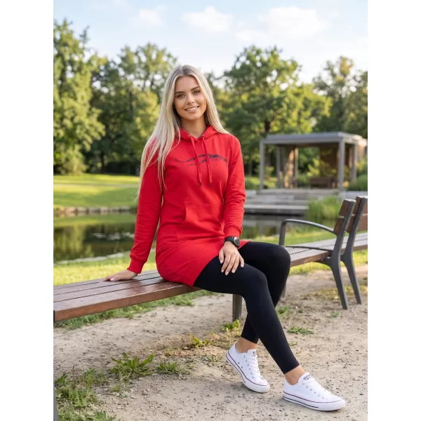  Дамски удължен суичър ALTISPORT ALW001419 ЧЕРВЕНО 