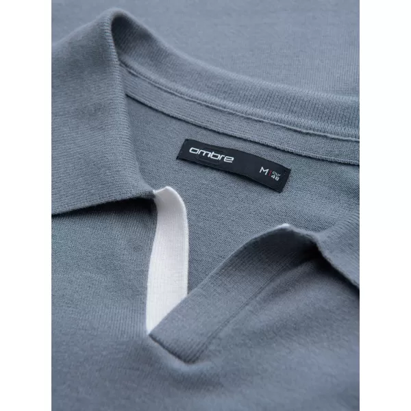  Мъжка тениска с яка OMBRE OM-POLS-0138 СИВО 