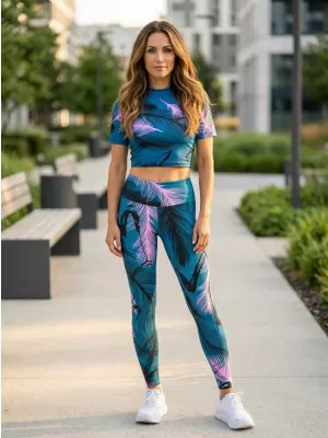 Дамски първокласни дълги клинове (нови размери) ALTISPORT VOJ/ALW001LEG05 ПЕТРОЛ/СВЕТЛО РОЗОВО