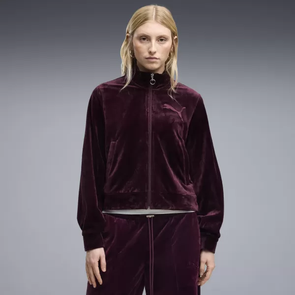  Дамско яке PUMA ESS ELEVATED VELOUR TRACKJACKET 69402124 РУБИН НОАР 