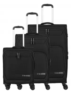 Комплект куфари TRAVELITE Kick Off 4w S, M exp, L exp ЧЕРЕН