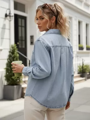 Дамска риза DSTREET DY0490 СИНЬО