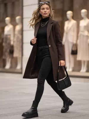 Дамско палто DSTREET NY0795 КАФЯВО