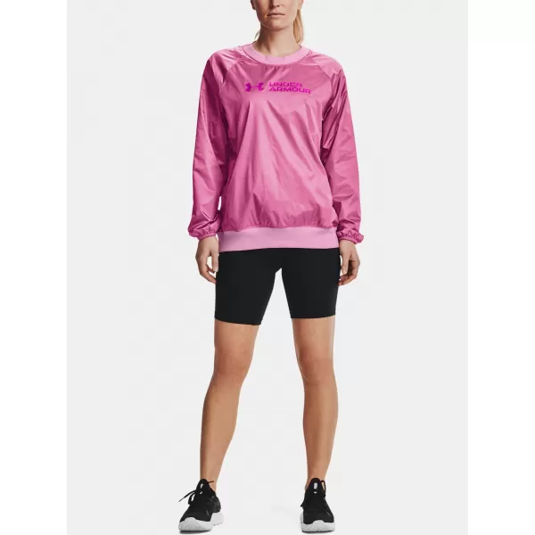  Дамски суичър UNDER ARMOUR RECOVER STORM WOVEN SHINE CREW 1364012-680 РОЗОВО 