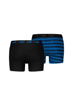 Мъжки боксерки PUMA ELEMENTS MEN STRIPED BOXERS 2P 93884203 ЧЕРНО/СИНЬО